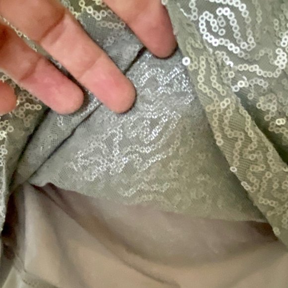 (7) Michael Kors Trendy Silver Metallic Sequins Draped Neck Blouse Tank … - Picture 4 of 7